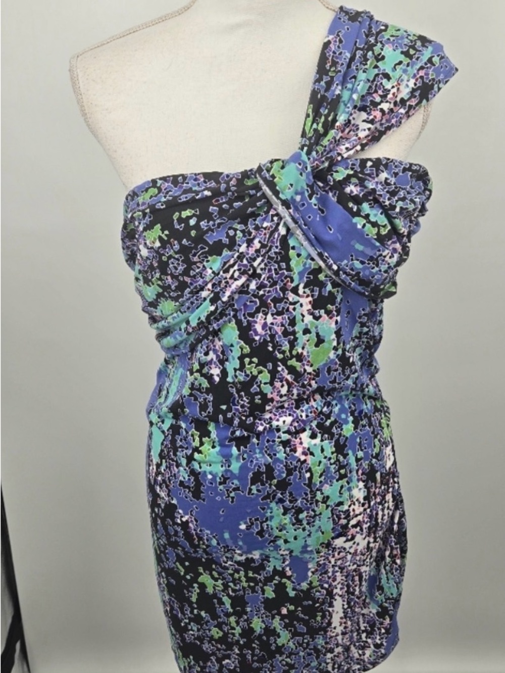The Limited Multicolor Splash One Shoulder Twist Front Mini Dress XL NWT (6243)